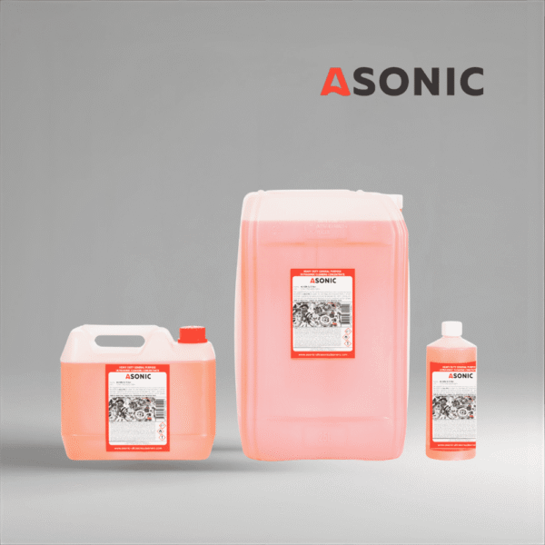 ASONIC AS-GEN univerzalni ultrazvučni deterdžent u kanisterima od 1L, 5L i 25L.