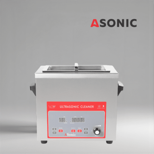 ASONIC 4L ultrazvučni čistač s poklopcem od nehrđajućeg čelika, dizajniran za profesionalnu industrijsku upotrebu.