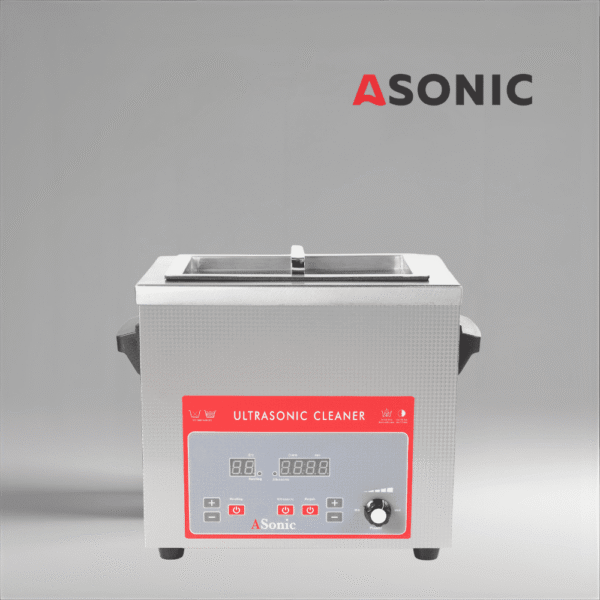 ASONIC 4L ultrazvučni čistač s poklopcem od nehrđajućeg čelika, dizajniran za profesionalnu industrijsku upotrebu.
