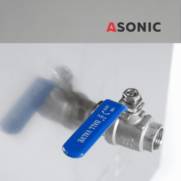 ASONIC IND-400 ultrasonic cleaner, compact industrial tank for cleaning small to medium parts in workshops and labs.