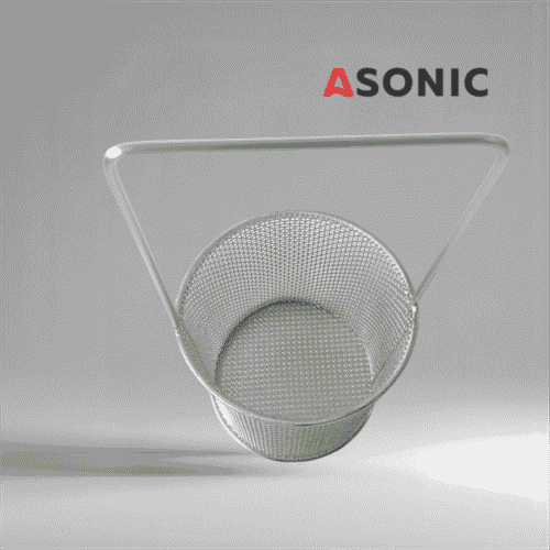 "ASONIC inox okrugla košara Ø75 mm s ručkom, praktičan dodatak za ultrazvučne čistače, idealan za male predmete.