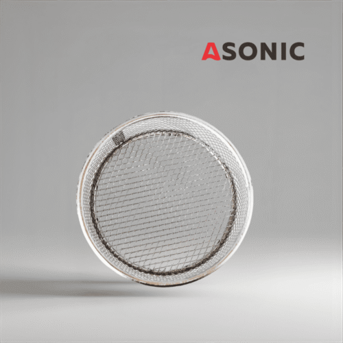 ASONIC inox srednja okrugla košara Ø75 mm, dizajnirana za ultrazvučne čistače za sigurno držanje nakita, alata i malih komponenti.