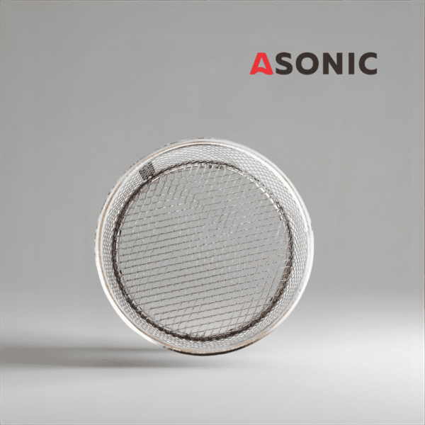 ASONIC inox srednja okrugla košara Ø75 mm, dizajnirana za ultrazvučne čistače za sigurno držanje nakita, alata i malih komponenti.